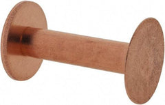 Made in USA - #8 Wire Body Diam, Flat Copper Belt Rivet with Washer - 7/8" Length Under Head, 1/2" Head Diam - Americas Tooling