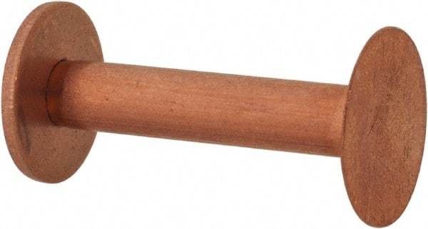 Made in USA - #8 Wire Body Diam, Flat Copper Belt Rivet with Washer - 1" Length Under Head, 1/2" Head Diam - Americas Tooling