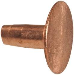 Made in USA - #10 Wire Body Diam, Flat Copper Belt Rivet with Washer - 3/8" Length Under Head, 7/16" Head Diam - Americas Tooling