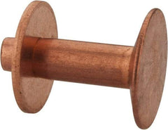 Made in USA - #12 Wire Body Diam, Flat Copper Belt Rivet with Washer - 1/2" Length Under Head, 3/8" Head Diam - Americas Tooling