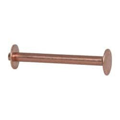 Made in USA - #12 Wire Body Diam, Flat Copper Belt Rivet with Washer - 1-1/2" Length Under Head, 3/8" Head Diam - Americas Tooling