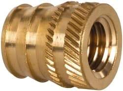 E-Z LOK - 3/8-16, 0.488" Small to 0.54" Large End Hole Diam, Brass Double Vane Tapered Hole Threaded Insert - 9/16" Insert, 0.493" Pilot Diam, 5/8" OAL, 0.293" Min Wall Thickness - Americas Tooling