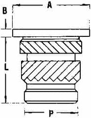 E-Z LOK - #2 56 UNC, 0.141" Diam, Brass Headed Heat Installed Threaded Insert - 1/8" Hole, 0.141" OAL x 0.018" High, 3/16" Head Diam - Americas Tooling