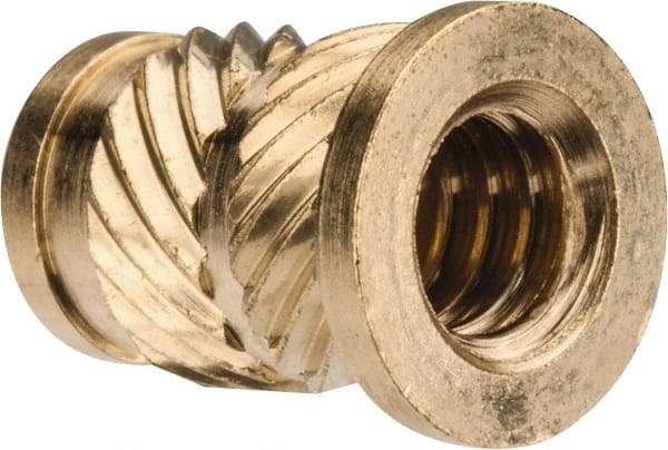 E-Z LOK - #10 24 UNC, 0.278" Diam, Brass Headed Heat Installed Threaded Insert - 1/4" Hole, 0.418" OAL x 0.04" High, 5/16" Head Diam - Americas Tooling