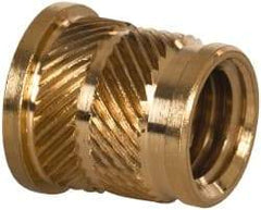 E-Z LOK - 3/8 16 UNC, 0.494" Diam, Brass Headed Heat Installed Threaded Insert - 15/32" Hole, 9/16" OAL x 0.065" High, 0.551" Head Diam - Americas Tooling