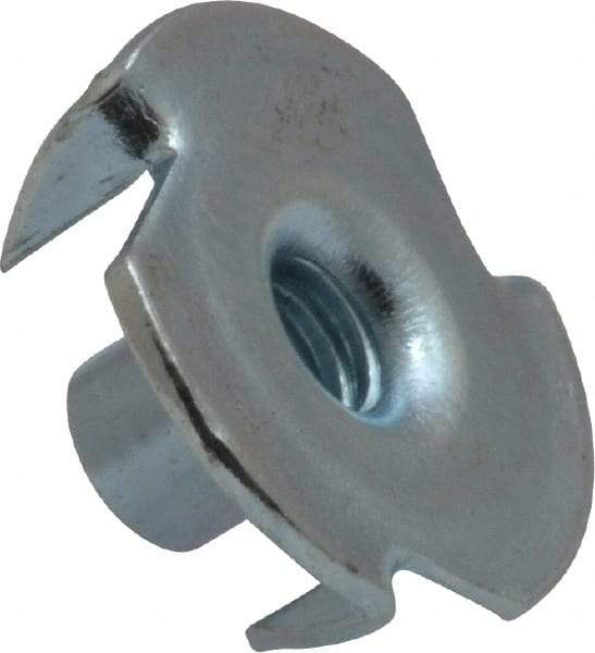 Value Collection - #10-24 Zinc-Plated Steel Standard Tee Nut - 5/16" Barrel Length, 3/4" Flange Diam, 3 Prongs - Americas Tooling