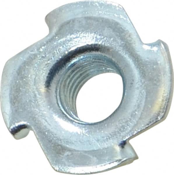 Value Collection - 3/8-16 Zinc-Plated Steel Standard Tee Nut - 7/16" Barrel Length, 1" Flange Diam, 3 Prongs - Americas Tooling