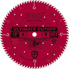 Freud - 10" Diam, 5/8" Arbor Hole Diam, 80 Tooth Wet & Dry Cut Saw Blade - Carbide-Tipped, Standard Round Arbor - Americas Tooling