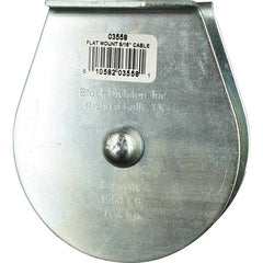 Block Division - 1, 550 Lbs. Load Limit, Flat Standard Block - Upright Mount, Single Sheave, 3-1/2 Inch Outside Diameter, Wire Rope, 5/16 Inch Diameter, Eye, 1-3/16 Inch Inside Diameter, Carbon Steel, Zinc Plated Finish - Americas Tooling