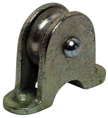 Value Collection - Single Open Upright Mount Guidance Pulley - Sheave, 1-1/2 Inch Outside Diameter, Fibrous Rope, 3/8 Inch Diameter, 0.209 Inch to 0.22 Inch Mounting Hole Diameter Malleable Iron, Galvanized Finish - Americas Tooling