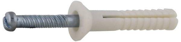 Value Collection - 1/4" Diam, 1/4" Drill, 1" OAL, Hammer Drive Concrete Anchor - Nylon, Zinc-Plated Finish, Flat Head - Americas Tooling