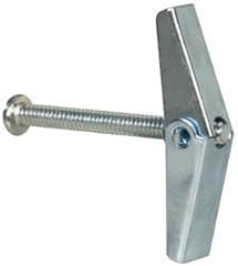 Value Collection - 3/16" Screw, 3/16" Diam, 2" Long, Toggle Bolt Drywall & Hollow Wall Anchor - 3/16" Drill, Zinc Plated, Steel, Use in Concrete, & Masonry, Hollow Tile, Plaster & Wallboard - Americas Tooling