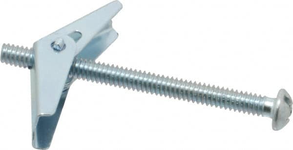 Value Collection - 1/4" Screw, 1/4" Diam, 4" Long, Toggle Bolt Drywall & Hollow Wall Anchor - 1/4" Drill, Zinc Plated, Steel, Use in Concrete, & Masonry, Hollow Tile, Plaster & Wallboard - Americas Tooling