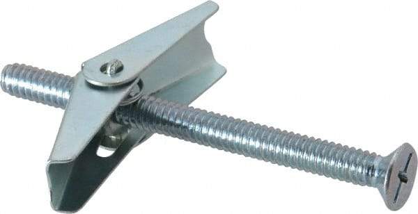 Value Collection - 1/4" Screw, 1/4" Diam, 3" Long, Toggle Bolt Drywall & Hollow Wall Anchor - 1/4" Drill, Zinc Plated, Steel, Use in Concrete, & Masonry, Hollow Tile, Plaster & Wallboard - Americas Tooling