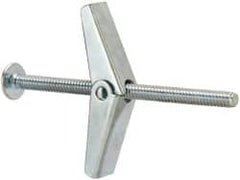 Value Collection - 3/16" Screw, 3/16" Diam, 3" Long, Toggle Bolt Drywall & Hollow Wall Anchor - 3/16" Drill, Zinc Plated, Steel, Use in Concrete, & Masonry, Hollow Tile, Plaster & Wallboard - Americas Tooling