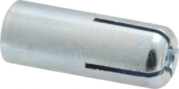 Value Collection - 1/4" Diam, 3/8" Drill, 1" OAL, Drop-In Concrete Anchor - Grade 5 Steel, Zinc-Plated Finish, 1/2" Thread Length - Americas Tooling