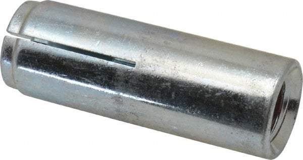 Value Collection - 5/8" Diam, 5/8" Drill, 2-9/16" OAL, Drop-In Concrete Anchor - Grade 5 Steel, Zinc-Plated Finish, 1" Thread Length - Americas Tooling