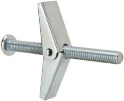 Value Collection - 1/8" Screw, 1/8" Diam, 2" Long, Toggle Bolt Drywall & Hollow Wall Anchor - 1/8" Drill, Zinc Plated, Steel, Use in Concrete, & Masonry, Hollow Tile, Plaster & Wallboard - Americas Tooling