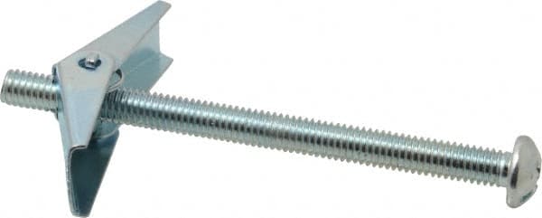 Value Collection - 3/8" Screw, 3/8" Diam, 5" Long, Toggle Bolt Drywall & Hollow Wall Anchor - 3/8" Drill, Zinc Plated, Steel, Use in Concrete, & Masonry, Hollow Tile, Plaster & Wallboard - Americas Tooling