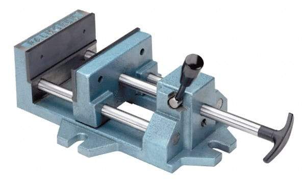 Palmgren - 8" Jaw Opening Capacity x 1-5/8" Throat Depth, Horizontal Drill Press Vise - 8" Wide Jaw, Stationary Base, Standard Speed, 19-1/2" OAL x 4-1/2" Overall Height - Americas Tooling