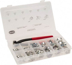 Oetiker - 124 Piece, 5/16 to 1" Diam, 2-Ear Service Clamp Kit - 123 Clamps & 1 Standard Jaw Pincers - Americas Tooling