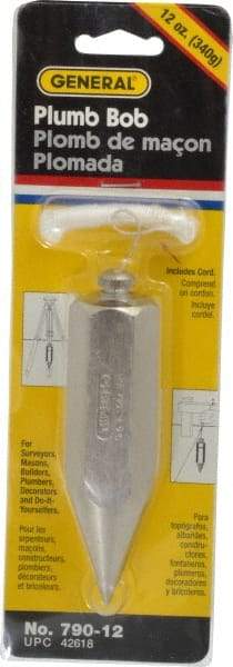 General - 4-1/2 Inch Long, 1 Inch Diameter Steel Plumb Bob - 12 Ounce - Americas Tooling