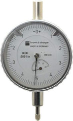 TESA Brown & Sharpe - 0.2" Range, 0-5-0 Dial Reading, 0.0001" Graduation Dial Drop Indicator - 2-1/4" Dial, 0.01" Range per Revolution, Revolution Counter - Americas Tooling