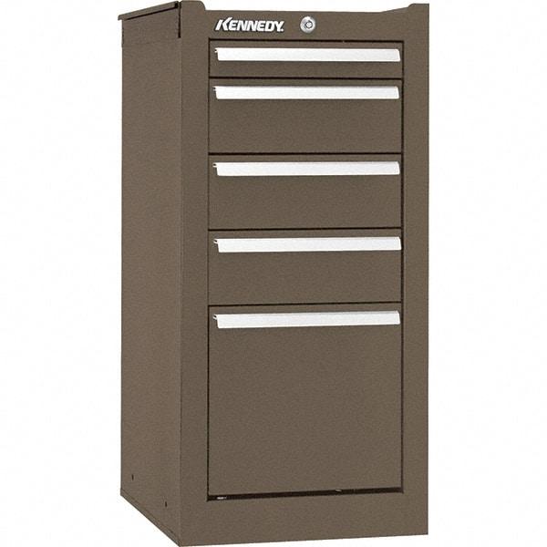 Kennedy - 5 Drawer Brown Side Cabinet - 13-5/8" Wide x 29" High x 18" Deep, Use with 27" Wide Roller Cabinet - Americas Tooling