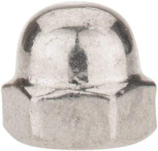 Value Collection - #6-32 UNC, 5/16" Width Across Flats, Uncoated, Stainless Steel Acorn Nut - 1/4" Overall Height, Grade 18-8 - Americas Tooling