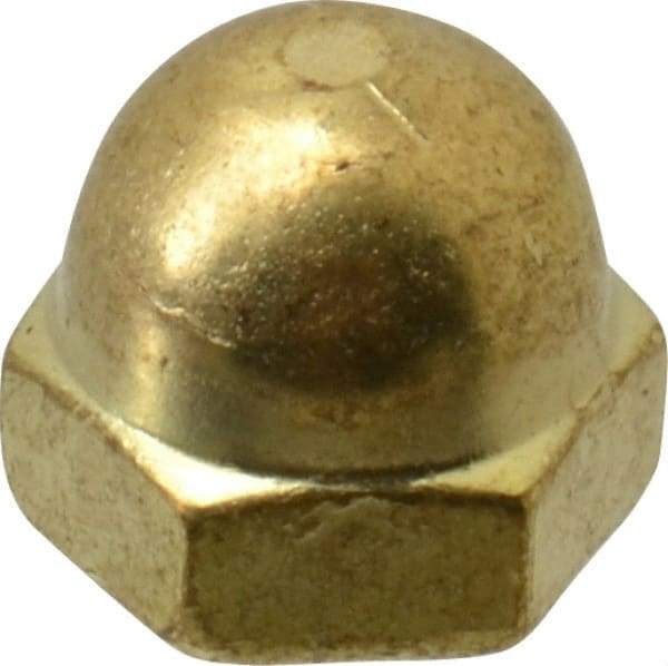 Value Collection - #8-32 UNC, 5/16" Width Across Flats, Uncoated, Brass Acorn Nut - 1/4" Overall Height - Americas Tooling