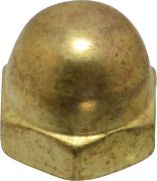 Value Collection - #10-24 UNC, 3/8" Width Across Flats, Uncoated, Brass Acorn Nut - 9/32" Overall Height - Americas Tooling