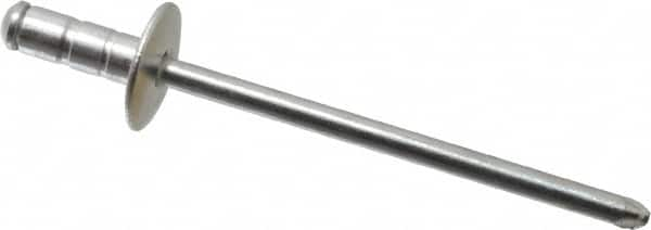 RivetKing - Size 41-43 Large Flange Dome Head Aluminum Multi Grip Blind Rivet - Steel Mandrel, 0.02" to 1/8" Grip, 3/8" Head Diam, 0.129" to 0.133" Hole Diam, 0.313" Length Under Head, 1/8" Body Diam - Americas Tooling