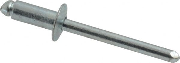 RivetKing - Size 64 Dome Head Steel Open End Blind Rivet - Steel Mandrel, 0.188" to 1/4" Grip, 3/8" Head Diam, 0.192" to 0.196" Hole Diam, 0.45" Length Under Head, 3/16" Body Diam - Americas Tooling