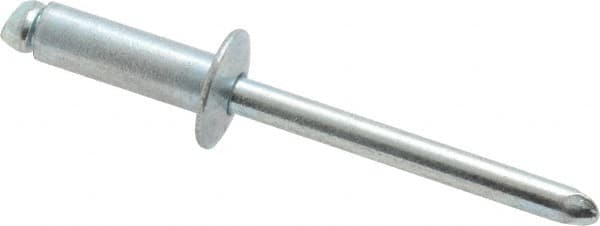 RivetKing - Size 66 Dome Head Steel Open End Blind Rivet - Steel Mandrel, 0.251" to 3/8" Grip, 3/8" Head Diam, 0.192" to 0.196" Hole Diam, 0.575" Length Under Head, 3/16" Body Diam - Americas Tooling