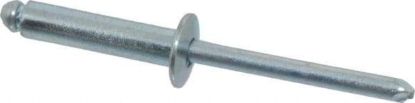 RivetKing - Size 610 Dome Head Steel Open End Blind Rivet - Steel Mandrel, 0.501" to 5/8" Grip, 3/8" Head Diam, 0.192" to 0.196" Hole Diam, 0.825" Length Under Head, 3/16" Body Diam - Americas Tooling