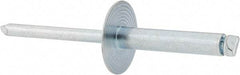 RivetKing - Size 612 Large Flange Dome Head Steel Open End Blind Rivet - Steel Mandrel, 0.626" to 3/4" Grip, 5/8" Head Diam, 0.192" to 0.196" Hole Diam, 0.95" Length Under Head, 3/16" Body Diam - Americas Tooling