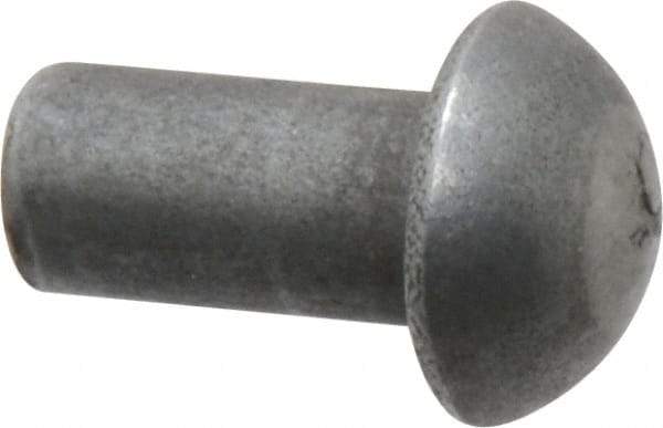 RivetKing - 1/4" Body Diam, Round Uncoated Steel Solid Rivet - 1/2" Length Under Head - Americas Tooling