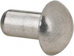 RivetKing - 3/16" Body Diam, Round Uncoated Aluminum Solid Rivet - 3/8" Length Under Head, Grade 1100F - Americas Tooling