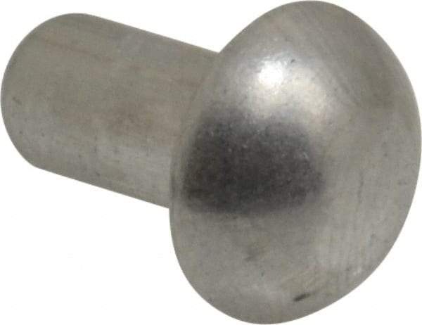 RivetKing - 1/4" Body Diam, Round Uncoated Aluminum Solid Rivet - 1/2" Length Under Head, Grade 1100F - Americas Tooling