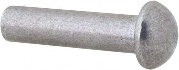 RivetKing - 1/4" Body Diam, Round Uncoated Aluminum Solid Rivet - 1" Length Under Head, Grade 1100F - Americas Tooling