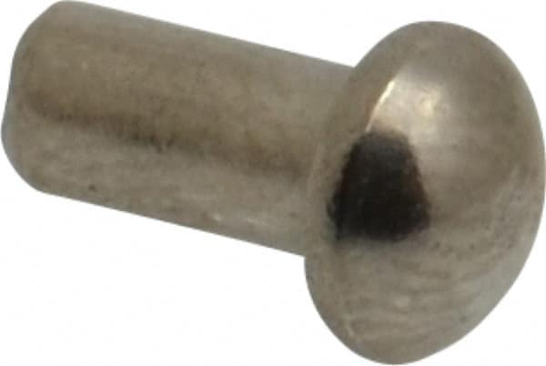 RivetKing - 1/8" Body Diam, Round Uncoated Stainless Steel Solid Rivet - 1/4" Length Under Head, Grade 18-8 - Americas Tooling