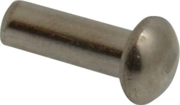 RivetKing - 1/8" Body Diam, Round Uncoated Stainless Steel Solid Rivet - 3/8" Length Under Head, Grade 18-8 - Americas Tooling