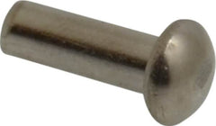 RivetKing - 1/8" Body Diam, Round Uncoated Stainless Steel Solid Rivet - 3/8" Length Under Head, Grade 18-8 - Americas Tooling