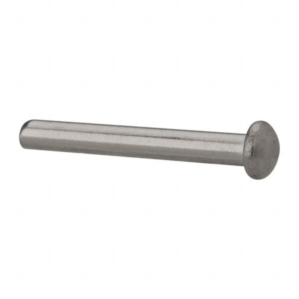 RivetKing - 1/8" Body Diam, Round Uncoated Stainless Steel Solid Rivet - 1" Length Under Head, Grade 18-8 - Americas Tooling