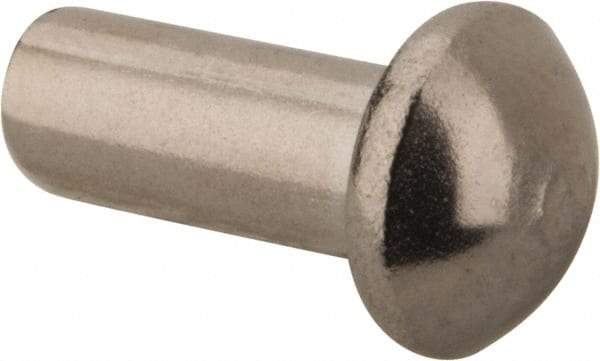 RivetKing - 5/32" Body Diam, Round Stainless Steel Solid Rivet - 3/8" Length Under Head, Grade 18-8 - Americas Tooling