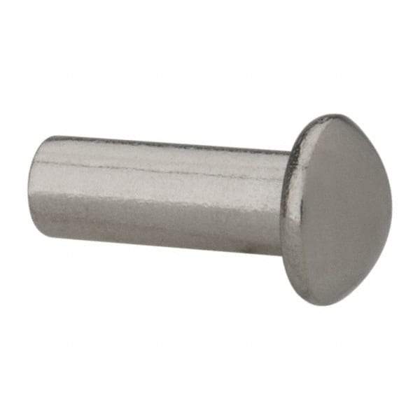 RivetKing - 3/16" Body Diam, Round Uncoated Stainless Steel Solid Rivet - 1/2" Length Under Head, Grade 18-8 - Americas Tooling