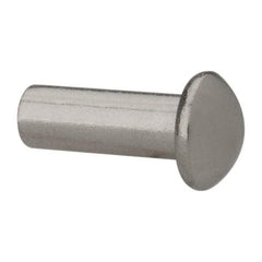 RivetKing - 3/16" Body Diam, Round Uncoated Stainless Steel Solid Rivet - 1/2" Length Under Head, Grade 18-8 - Americas Tooling