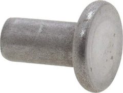 RivetKing - 1/8" Body Diam, Flat Uncoated Steel Solid Rivet - 1/4" Length Under Head - Americas Tooling