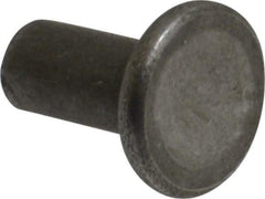 RivetKing - 3/16" Body Diam, Flat Uncoated Steel Solid Rivet - 3/8" Length Under Head - Americas Tooling