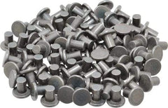 RivetKing - 1/4" Body Diam, Flat Steel Solid Rivet - 3/8" Length Under Head - Americas Tooling